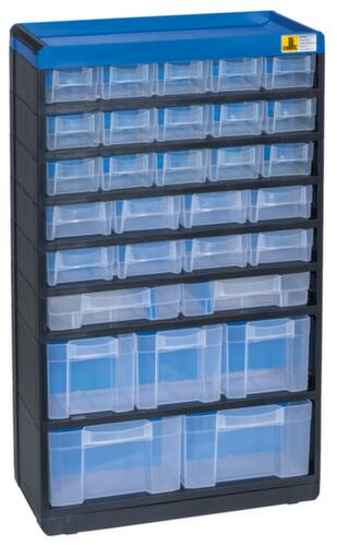 Allit extra stabiele magazijnkast VarioPlus Pro 53/60, 30 lade(n), zwart/blauw/doorschijnend wit  L