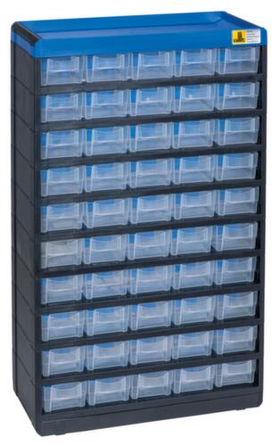 Allit extra stabiele magazijnkast VarioPlus Pro 53/100, 50 lade(n), zwart/blauw/doorschijnend wit  L