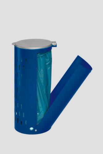 Vuilniszakstandaard van geperforeerd plaatstaal, voor 120-liter-zakken, RAL5010 gentiaanblauw, deksel zilverkleurig  L