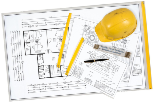 EICHNER Beschermhoes voor bouwplannen, transparant/geel, DIN A3  L
