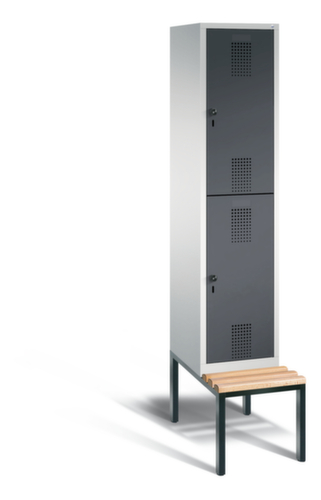 C+P Dubbeldekse locker Evolo met ondergebouwde zitbank + 1x2 vakken, vakbreedte 400 mm