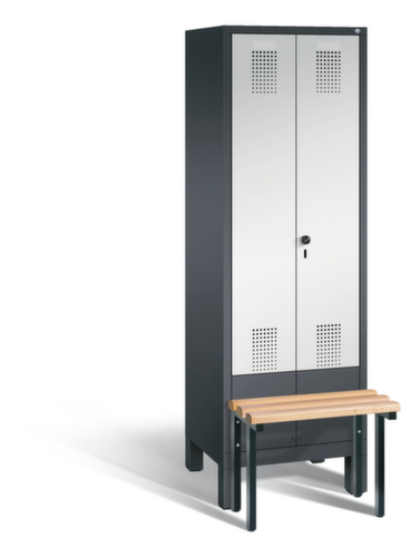 C+P Locker Evolo met voorgebouwde zitbank + 2 vakken, gezamenlijk afsluitbaar, vakbreedte 300 mm  L