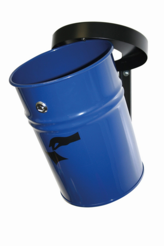 Zelfblussende afvalbak FIRE EX voor wandbevestiging, 24 l, blauw, bovendeel zwart  L