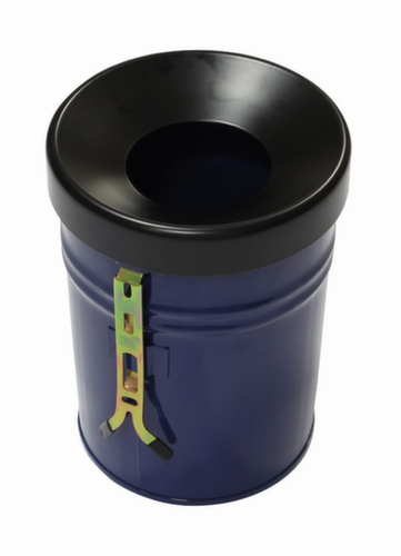 Zelfblussende afvalbak FIRE EX voor wandbevestiging, 16 l, blauw, bovendeel zwart  L