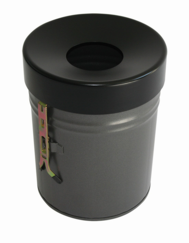 Zelfblussende afvalbak FIRE EX voor wandbevestiging, 24 l, grafiet, bovendeel zwart  L
