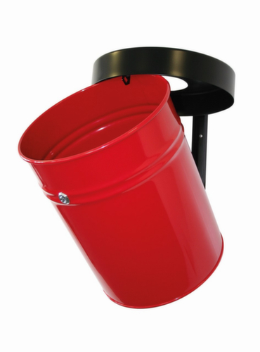 Zelfblussende afvalbak FIRE EX voor wandbevestiging, 30 l, rood, bovendeel zwart  L