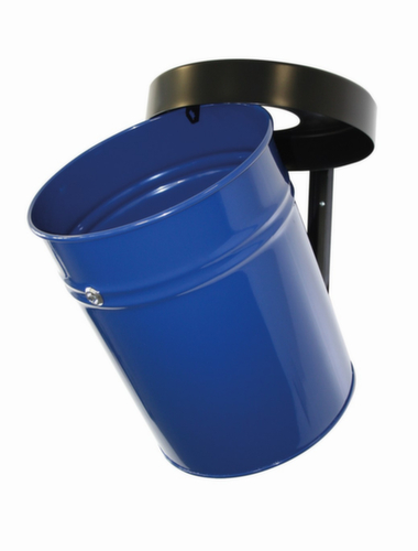 Zelfblussende afvalbak FIRE EX voor wandbevestiging, 30 l, blauw, bovendeel zwart  L