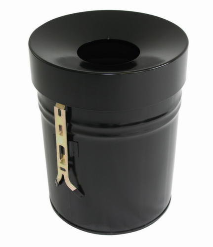 Zelfblussende afvalbak FIRE EX voor wandbevestiging, 30 l, zwart, bovendeel zwart  L