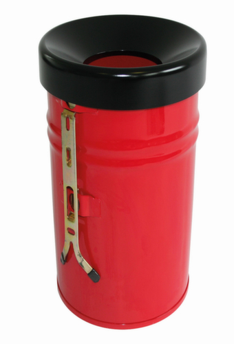 Zelfblussende afvalbak FIRE EX voor wandbevestiging, 60 l, rood, bovendeel zwart  L