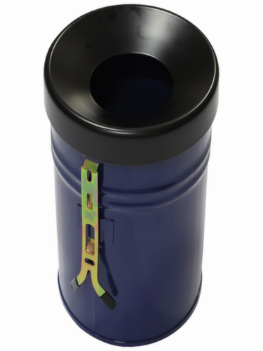 Zelfblussende afvalbak FIRE EX voor wandbevestiging, 60 l, blauw, bovendeel zwart  L