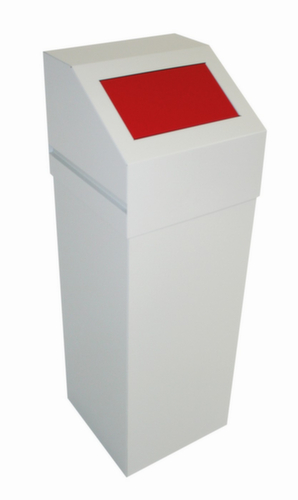 Afvalverzamelaar SAUBERMANN met inworpklep, 65 l, RAL7035 lichtgrijs, deksel rood  L