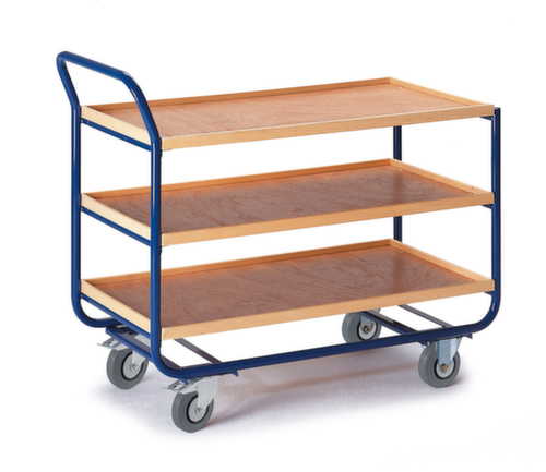 Rollcart Tafelwagen met houten bakken 775x475 mm, draagvermogen 150 kg, 3 etages  L