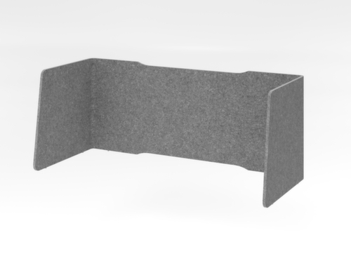 Geluidabsorberende tafelscheidingswand, hoogte x breedte 600 x 1540 mm, wand grijs gemêleerd  L