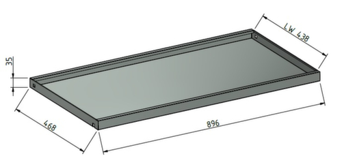 stumpf Uittrekbare plank Serie 3000 met rand voor werkplaatskast, breedte x diepte 1000 x 500 mm  L
