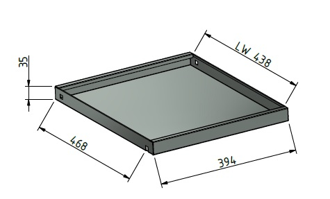 stumpf Uittrekbare plank Serie 3000 met rand voor werkplaatskast, breedte x diepte 500 x 500 mm  L