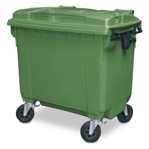 Grote afvalcontainer met scharnierdeksel, 660 l, groen  L
