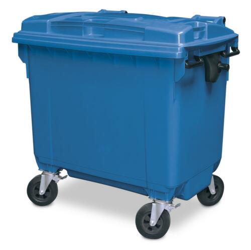 Grote afvalcontainer met scharnierdeksel, 660 l, blauw  L