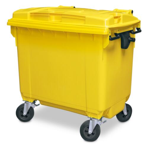 Vuilcontainer met scharnierdeksel, 660 l, geel  L