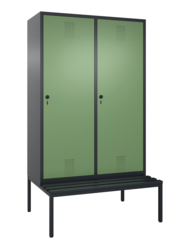 C+P Locker Evolo met ondergebouwde zitbank + 4 vakken, per 2 met 1 deur, vakbreedte 300 mm