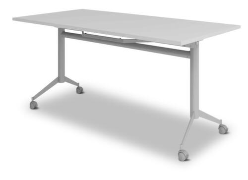 Verrijdbare klaptafel, hoogte x breedte x diepte 750 x 1600 x 800 mm, plaat grijs  L
