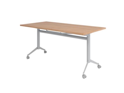 Verrijdbare klaptafel, hoogte x breedte x diepte 750 x 1600 x 800 mm, plaat notenboom  L