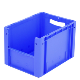 Euronorm zichtbare opslagcontainer met toegangsopening, blauw, HxLxB 270x400x300 mm