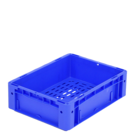 Euronorm stapelcontainers Ergonomic met geperforeerde bodem, blauw, inhoud 9,8 l