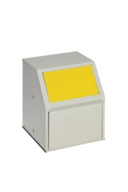 VAR Recycleerbare materiaalcollector met voorflap, 23 l, RAL7032 kiezelgrijs, deksel geel