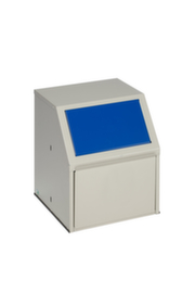 VAR Recycleerbare materiaalcollector met voorflap, 23 l, RAL7032 kiezelgrijs, deksel blauw