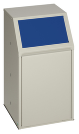 VAR Recycleerbare materiaalcollector met voorflap, 39 l, RAL7032 kiezelgrijs, deksel blauw