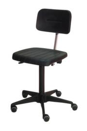 ESD-werkstoel, zitting PU-schuim met stalen inzetelement zwart, met rollen