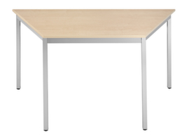Trapezevormige multifunctionele tafel met frame van vierkante buis, breedte x diepte 1400 x 595 mm, plaat esdoorn