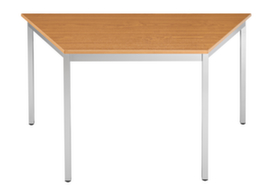 Trapezevormige multifunctionele tafel met frame van vierkante buis, breedte x diepte 1400 x 595 mm, plaat kersenboom