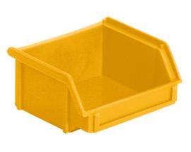 Stapelbare zichtbak Classic met grote verzonken greep, geel, diepte 95 mm