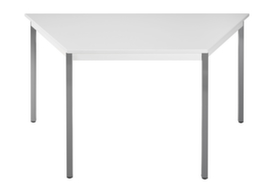 Trapezevormige multifunctionele tafel met frame van vierkante buis, breedte x diepte 1200 x 510 mm, plaat lichtgrijs