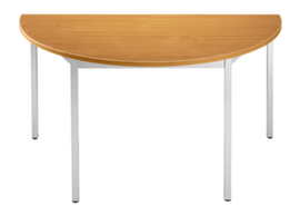 Halfronde multifunctionele tafel met frame van vierkante buis, breedte x diepte 1200 x 600 mm, plaat kersenboom