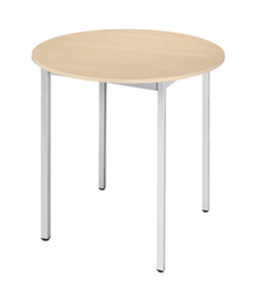Ronde multifunctionele tafel met frame van vierkante buis, Ø 800 mm, plaat esdoorn