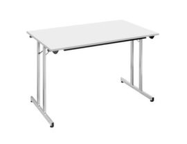 Stapelbare multifunctionele klaptafel, breedte x diepte 1200 x 600 mm, plaat lichtgrijs