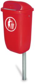 Afvalbak conform DIN 30713, 50 l, voor wand- of paalmontage, rood