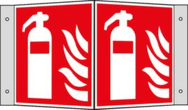 Brandbeveiligingsbord SafetyMarking® brandblusser, hoekbord, lang nalichtend