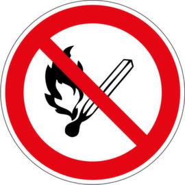 Verbodsbord SafetyMarking® Vuur, open vlam en roken verboden, wandbord, lang nalichtend