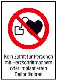 Combi-verbodsbord “Verboden voor personen met pacemaker”, wandbord, standaard