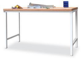 PAVOY Werkbank met frame in lichtgrijs en beuken-multiplexblad, lichtgrijs