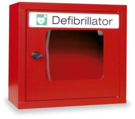 PAVOY Wandkast voor defibrillatorvan staal in RAL 3000B x D 400 x 200 mmmet diverse veiligheidsuitrustingen