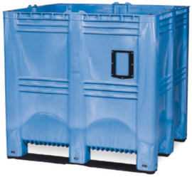 Megacontainer 7-voudig stapelbaar, inhoud 1400 l, blauw, sleden