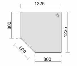 Gera Hoekig koppelelement voor bureau Pro 90° voor 4-voetonderstel, breedte x diepte 1225 x 1225 mm, plaat grafiet