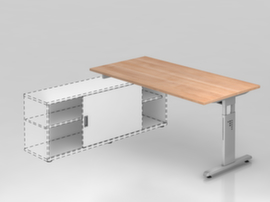 Aanbouwtafel voor sideboard, breedte x diepte 1600 x 800 mm, plaat notenboom