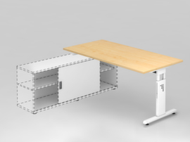 Aanbouwtafel voor sideboard, breedte x diepte 1600 x 800 mm, plaat esdoorn