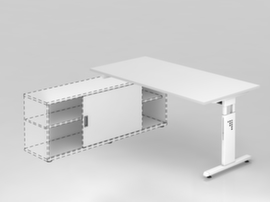 Aanbouwtafel voor sideboard, breedte x diepte 1600 x 800 mm, plaat wit