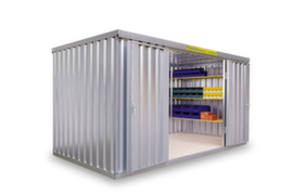 S&auml;bu Gegalvaniseerde materiaalcontainer FLADAFI&reg; met openslaande deur